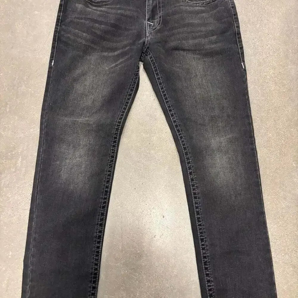 True Religion Rocco Relaxed Skinny Jeans Washed Coal Grey W36